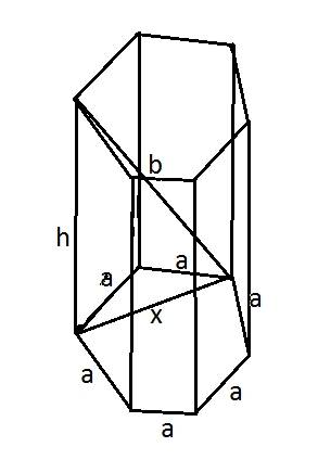 Найти высоту правильной шестиугольной призмы, если стороны ее основания равна а, а меньшая из диогон