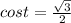 cost=\frac{\sqrt{3}}{2}