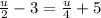 \frac{u}{2}-3=\frac{u}{4}+5