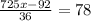 \frac{725x-92}{36}=78