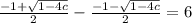  \frac{-1+\sqrt{1-4c}}{2} - \frac{-1-\sqrt{1-4c}}{2}=6 