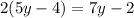 2(5y-4)=7y-2 