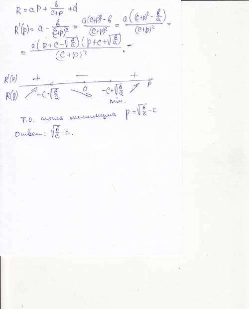 Зависимость расходов r на предприятии от продукции p выражается формулой r=ap+b/(c+p) +d,где a,b,c и