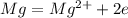 Mg = Mg^{2+} + 2e