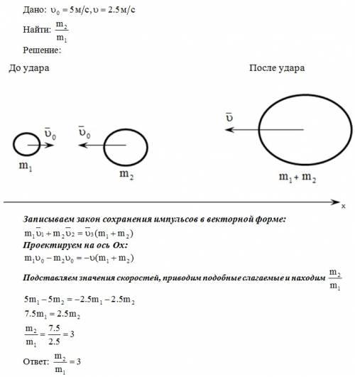 Два тела, летящие навстречу друг другу со скоростями v0 = 5 м/с каждое, после абсолютно удара стали 