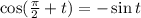 \cos( \frac{\pi}{2} +t)=-\sin t