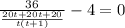 \frac{36}{\frac{20t+20t+20}{t(t+1)}}-4=0