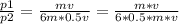 \frac{p1}{p2}=\frac{mv}{6m*0.5v}=\frac{m*v}{6*0.5*m*v}