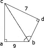 Четырёхугольник abdc, угол bdc = 90, угол cab = 90, bd=9, ac=7, угол abc = углу dbc. найти периметр.