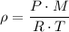 \rho = \dfrac{P \cdot M}{R \cdot T}