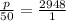 \frac{p}{50}=\frac{2948}{1}