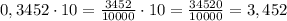 0,3452\cdot10=\frac{3452}{10000}\cdot10=\frac{34520}{10000}=3,452