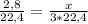 \frac{2,8}{22,4}=\frac{x}{3*22,4}