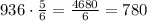 936\cdot\frac{5}{6}=\frac{4680}{6}=780