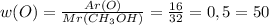 w(O)=\frac{Ar(O)}{Mr(CH_3OH)}=\frac{16}{32}=0,5=50%