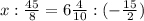 x:\frac{45}{8}=6\frac{4}{10}:(-\frac{15}{2})