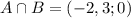 A\cap B = (-2,3;0)