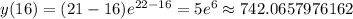 y(16) = (21-16)e^{22-16} = 5e^6 \approx 742.0657976162 