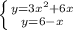 \left \{ {{y=3x^2+6x} \atop {y=6-x}} \right.