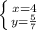 \left \{ {{x=4}} \atop {y=\frac{5}{7}}} \right.