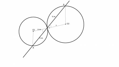 Окружность радиуса 6см касается внешним образом второй окружности в точке с. прямая, проходящая чере