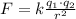 F = k \frac{q_{1}\cdot q_{2}}{r^{2}}