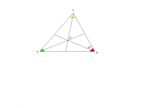 Во внутренней области треугольника abc взята точка o, равноудаленная от его сторон. найдите угол aoc