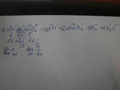 Составьте уравнения для окислительно-восстановительных реакций: hcl+kmno4=kcl+mncl2+cl2 стрелка ввер