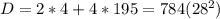 D=2*4+4*195=784(28^2)