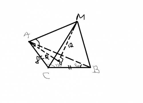 Точка m удалена от плоскости треугольника abc на расстояние равное 12 и находится на одинаковом расс