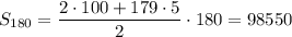 S_{180}= \dfrac{2\cdot100+179\cdot 5}{2}\cdot 180 =98550