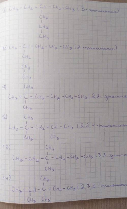 Составить и назвать изомеры с веществом c8h18(15 штук) ​