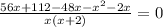 \frac{56x+112-48x-x^{2}-2x}{x(x+2)}=0