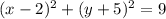 (x-2)^2+(y+5)^2 = 9