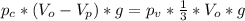 p_{c}*(V_{o}-V_{p})*g=p_{v}* \frac{1}{3} *V_{o}*g