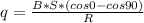 q= \frac{B*S*(cos0-cos90)}{R} 