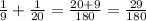 \frac{1}{9}+\frac{1}{20}=\frac{20+9}{180}=\frac{29}{180}