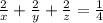 \frac{2}{x}+\frac{2}{y}+\frac{2}{z}=\frac{1}{4}