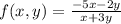 f(x,y)=\frac{-5x-2y}{x+3y}