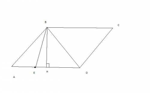 1. на стороне ао параллелограмма авсо взята точка е так, что ае=4см, ео=5см, ве=12см, во=13см. найти