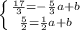 \left \{ {{\frac{17}{3}=-\frac{5}{3}a+b} \atop {\frac{5}{2}=\frac{1}{2}a+b}} \right.