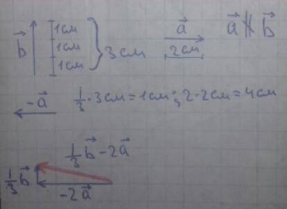 Начертить два неколлинеарных вектора a и b,причем длина вектора |a|=2см,|b|=3см.построить вектор 1/3