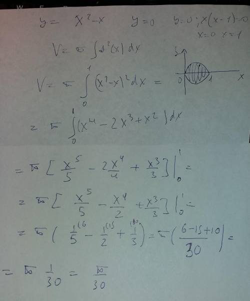 Найдите обьем тела,ограниченного вращением вокруг оси ox плоской фигуры ,ограниченной линиями y=(x-1