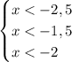 \begin{cases} x<-2,5\\x<-1,5\\x<-2 \end{cases}