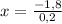 x=\frac{-1,8}{0,2}