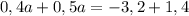 0,4 a+0,5a= -3,2+1,4