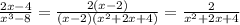 \frac {2x-4}{x^3-8}=\frac {2(x-2)}{(x-2)(x^2+2x+4)}=\frac {2}{x^2+2x+4}