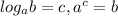 log_ab=c, a^c=b