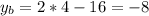  y_{b} =2*4-16=-8