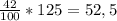  \frac{42}{100} *125=52,5